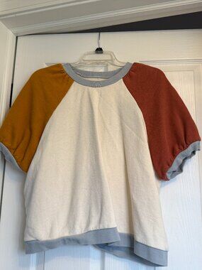 Madewell Puff Sleeve Sweatshirt Tee Size L